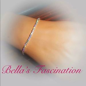 Crystal Aurora Borealis Thin Stretch Row Bracelet